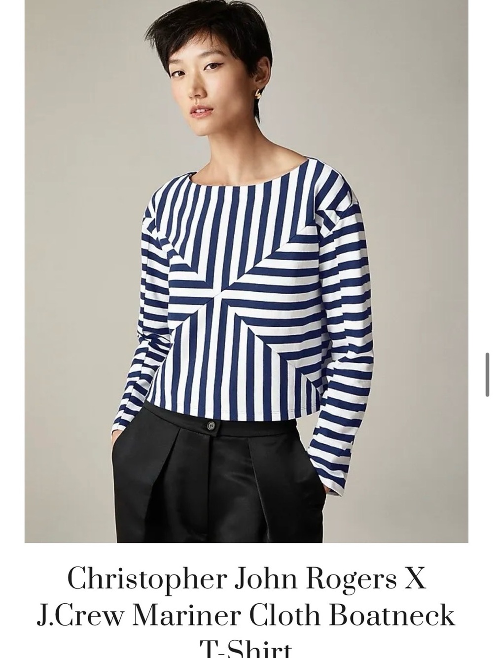Christopher John Rogers X J.Crew mariner cloth boatneck T-shirt in stripe XS